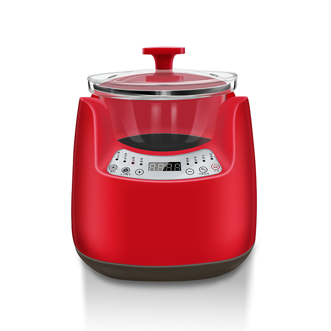 Electric Glass Slow Cooker Red/White 1.8L OKW-204E